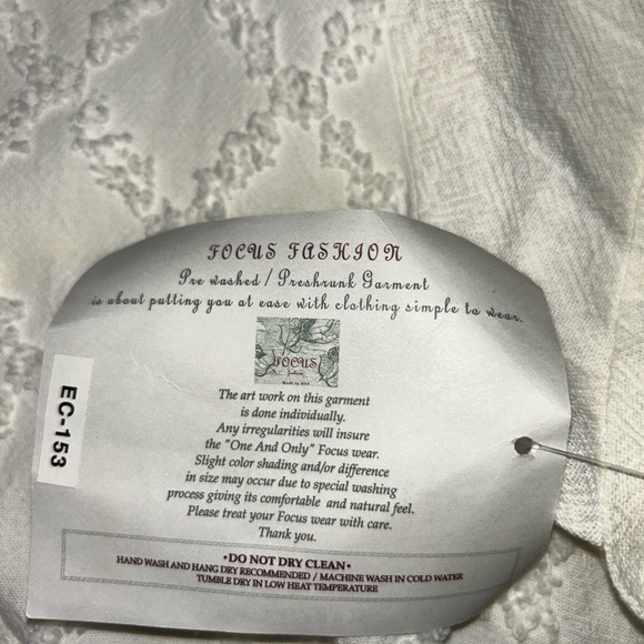 FOCUS USA Sz L Shirred Chenille Diamond Cotton Jacket Topper Off White Button-Up - Picture 9 of 9